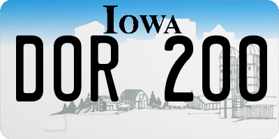 IA license plate DOR200
