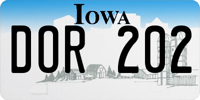 IA license plate DOR202