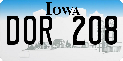 IA license plate DOR208