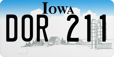IA license plate DOR211