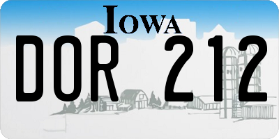 IA license plate DOR212