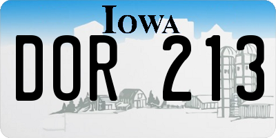 IA license plate DOR213