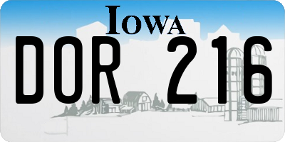 IA license plate DOR216