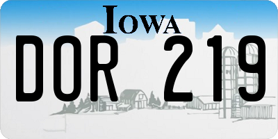 IA license plate DOR219