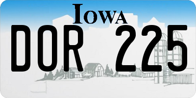 IA license plate DOR225
