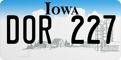 IA license plate DOR227