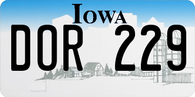 IA license plate DOR229