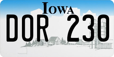 IA license plate DOR230