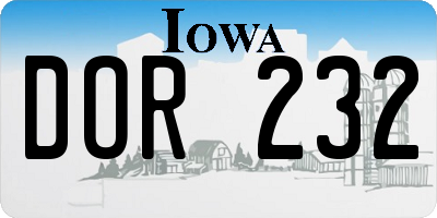 IA license plate DOR232