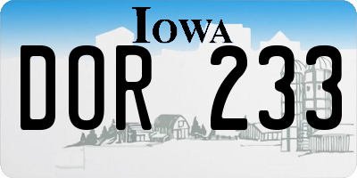 IA license plate DOR233