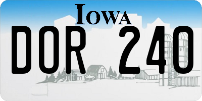 IA license plate DOR240