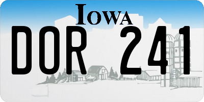 IA license plate DOR241