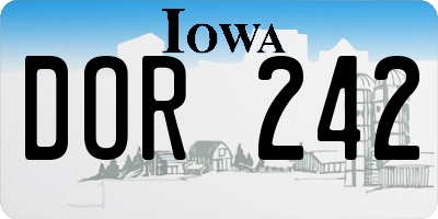 IA license plate DOR242