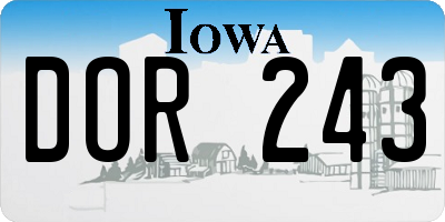 IA license plate DOR243