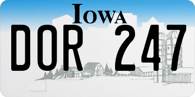 IA license plate DOR247