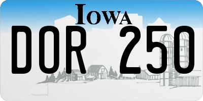 IA license plate DOR250