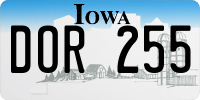 IA license plate DOR255