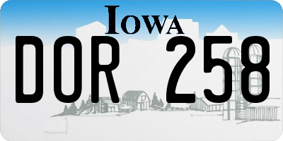 IA license plate DOR258