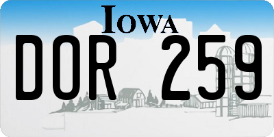 IA license plate DOR259