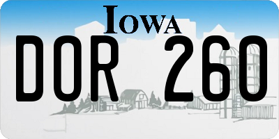IA license plate DOR260