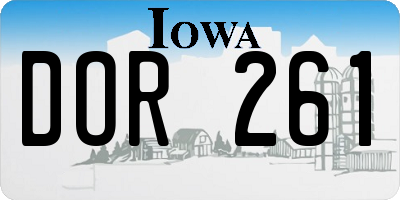 IA license plate DOR261
