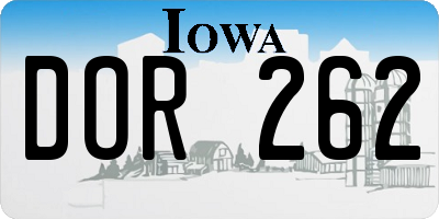 IA license plate DOR262