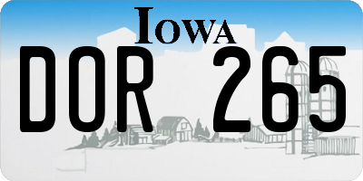IA license plate DOR265