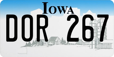 IA license plate DOR267
