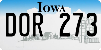 IA license plate DOR273