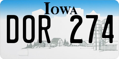 IA license plate DOR274