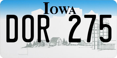 IA license plate DOR275