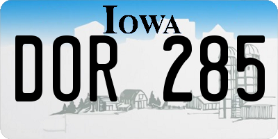 IA license plate DOR285