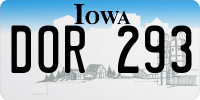 IA license plate DOR293