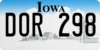 IA license plate DOR298