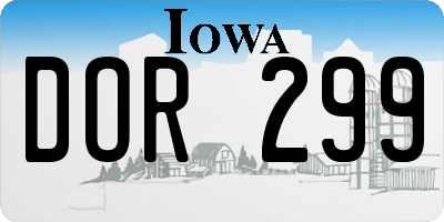 IA license plate DOR299