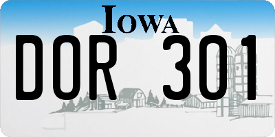 IA license plate DOR301
