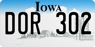 IA license plate DOR302