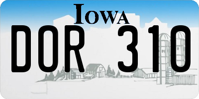 IA license plate DOR310