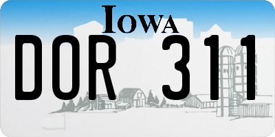 IA license plate DOR311