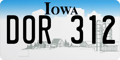 IA license plate DOR312