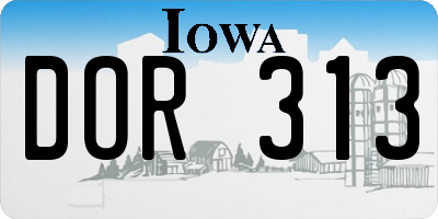 IA license plate DOR313