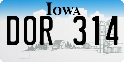 IA license plate DOR314
