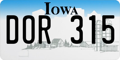 IA license plate DOR315