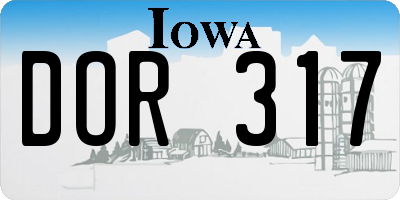 IA license plate DOR317