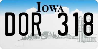 IA license plate DOR318