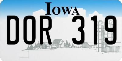 IA license plate DOR319