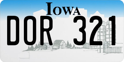 IA license plate DOR321