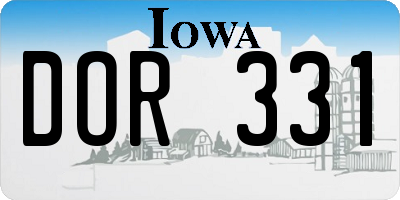 IA license plate DOR331