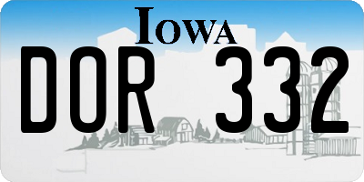 IA license plate DOR332