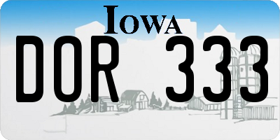 IA license plate DOR333